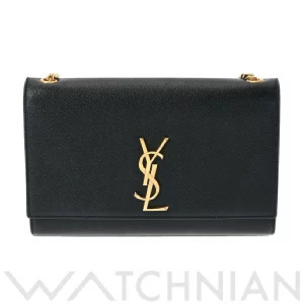Saint Laurent Kate Chain Shoulder Bag Black Embossed Leather